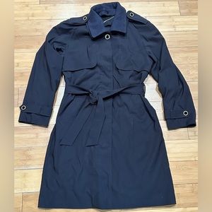 St. John Coat Collection Black Trench Coat Women’s S Satin Cashmere Wool Lined